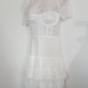 White Lace Tiered Dress